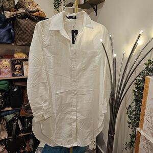 NWT Womens Button Up Cover Up Shirt Dress